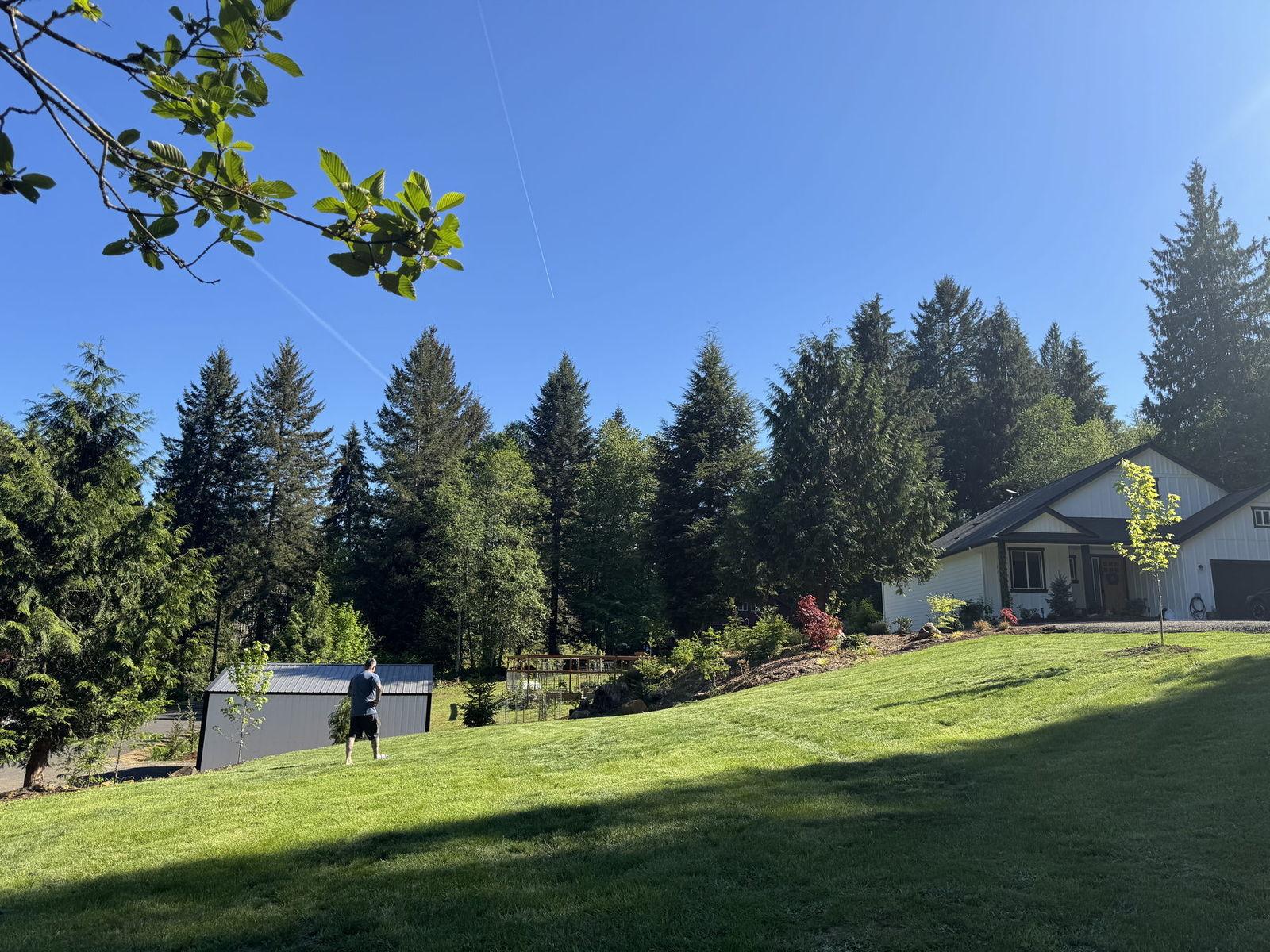 Healthy maintained lawn and planting beds on a Green Ridge property